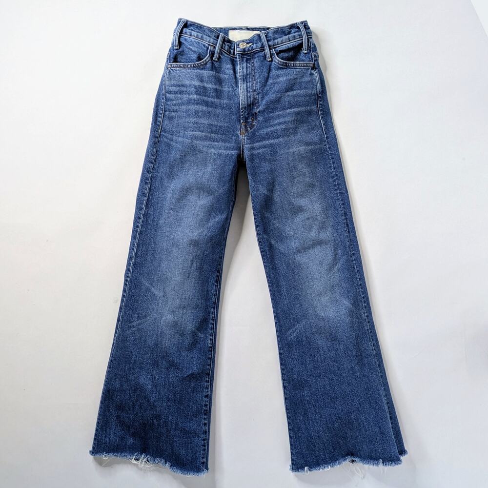 MOTHER Hustler High-Rise Wide Flare Jeans in Blue Denim